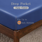 Bamboo Viscose Fitted Sheet 1 Pack Twin Size Only,400 Thread Count,8-16'' Deep Pocket,Bottom Sheet Colorfast Soft & Silky & Brea