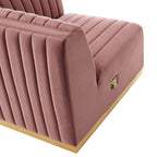 Modway Conjure Channel Tufted Performance Velvet Right-Arm Chair In Gold/Rose