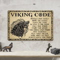 Viking Decor Wolf Viking Code Protect Your Family Honor, Viking Gifts for Men Tin Signs 8x12 Inches Viking Wall Decor