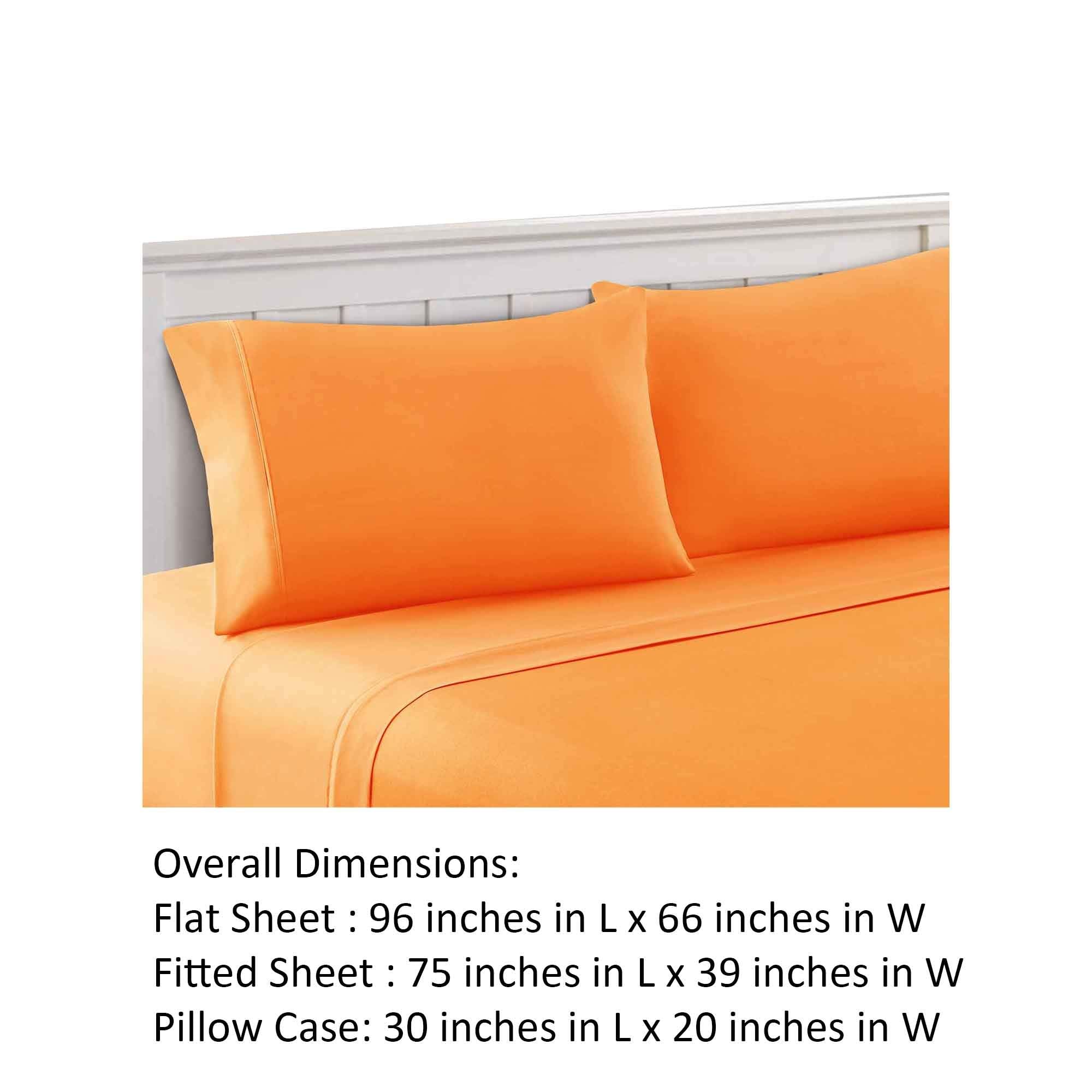 Tup The Urban Port Bezons 3 Piece Twin Size Plain Sheet Set, Orange