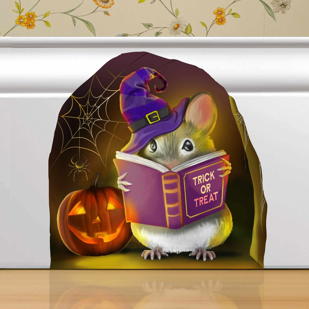 Halloween Mouse Reading Book in Hole, Wall Decal Sticker, Holiday Party Lover Decoration, Pumpkin Spider Parties, Mice Baseboard