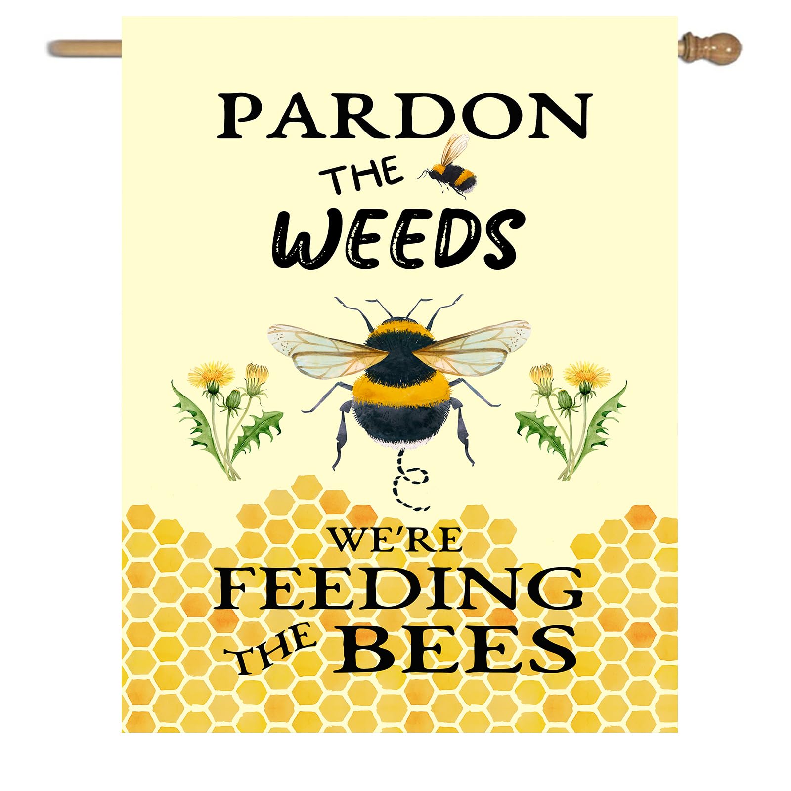 Dzglobal Summer Bee Garden Flags For Outside Pardon The Weeds We Are Feeding The Bees Yard Sign No Mow May Sign Flag Bee Outdoor