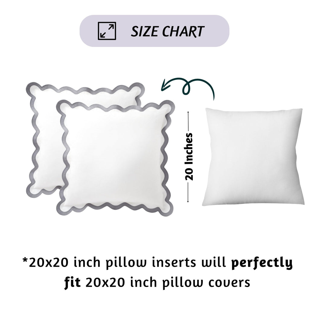 Folkulture Throw Pillow Covers 20X20, Scallop Pillow Cover Set Of 2 Decorative Throw Pillows For Couch, Cute Outdoor Pillows Or