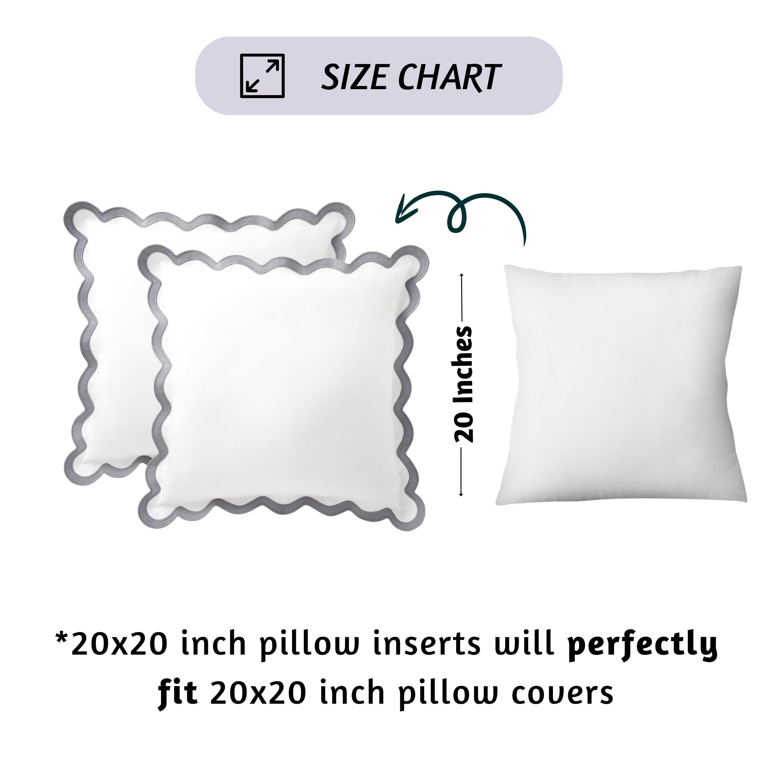 Folkulture Throw Pillow Covers 20X20, Scallop Pillow Cover Set Of 2 Decorative Throw Pillows For Couch, Cute Outdoor Pillows Or