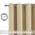 Yakamok Blackout Curtains Room Darkening Thermal Insulated Grommet Top Window Curtains For Living Room, 52 X 72Inch, Beige, Set