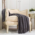 Crevent Knitted Decorative Throw Blanket For Couch Sofa Chair Bed, Soft Breathable Lightweight For Spring Summer (50''X60'' Dark