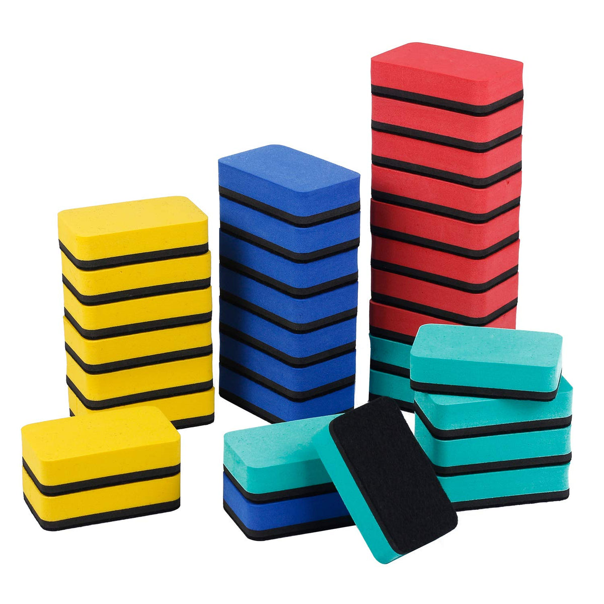 Dry Erase Erasers Bulk Magnetic Whiteboard Chalkboard Cleansers Wiper For Classroom Office Home(3 Colors, 1.97 X 1.97 Inch),30 P