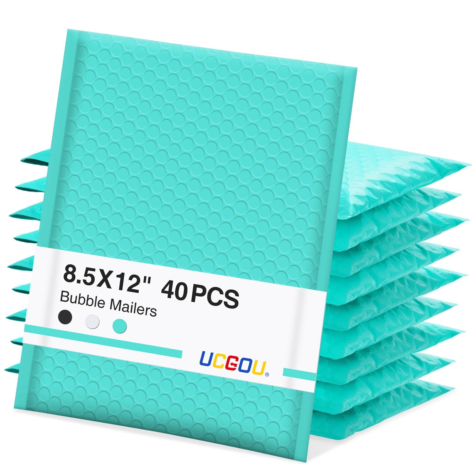 Ucgou Bubble Mailers 8.5X12 Inch 40 Pack Usable Size 8.5X11 Inch Teal Padded Envelopes Medium Waterproof Packaging Bags For Ship