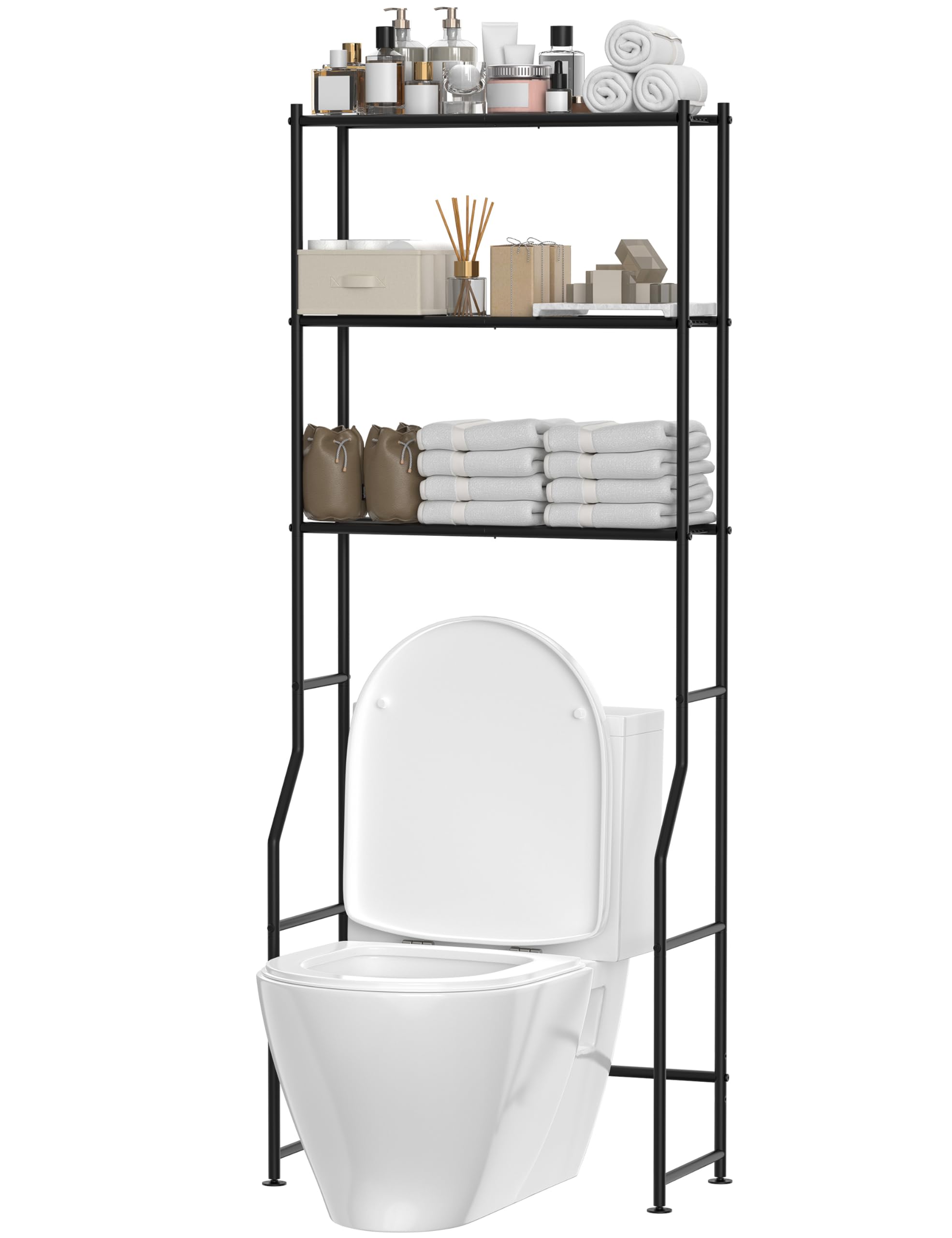 ASCENREST 3-Tier Over The Toilet Storage, Freestanding Metal Bathroom Shelves, Space Saver Above The Over Toilet Storage Shelf f