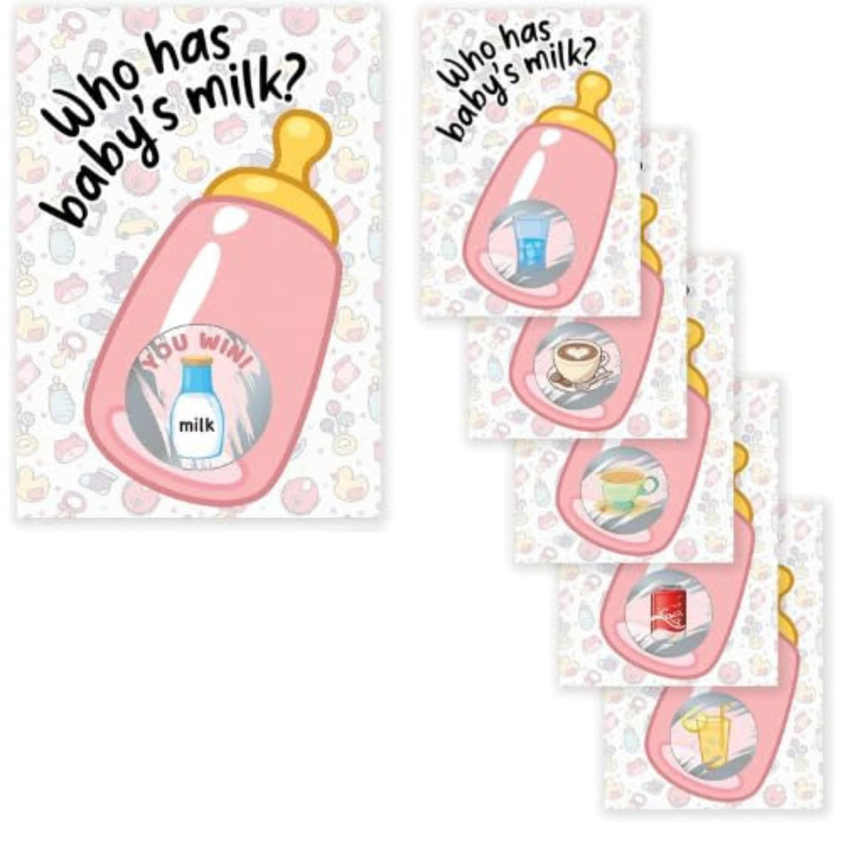 Craftmind Pink Bottle Baby Shower Scratch Off Game | 24 Cards  2 Winner | Baby Shower Games | Pink Bottle Game