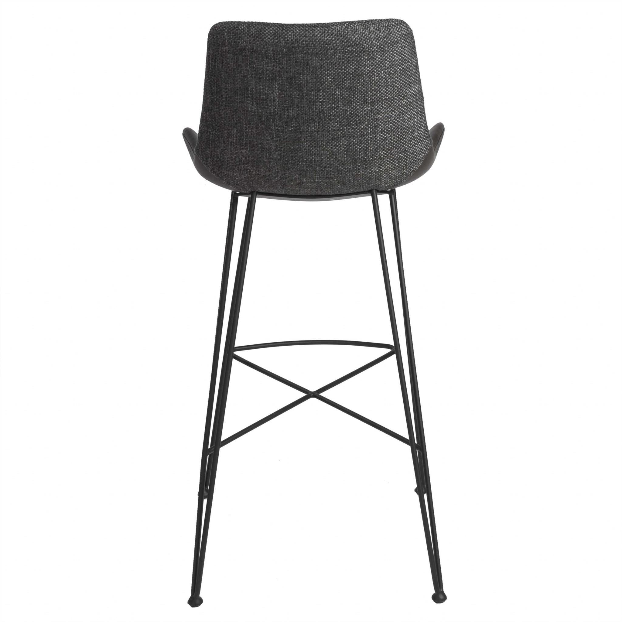 HomeRoots 22.45' X 19.3' X 40.16' Dark Gray Leatherette Bar Stool with Matte Black Legs
