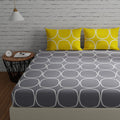 Huesland By Ahmedabad Cotton 144 Tc Double Bedsheet Cotton With 2 Pillow Covers  Grey & Yellow