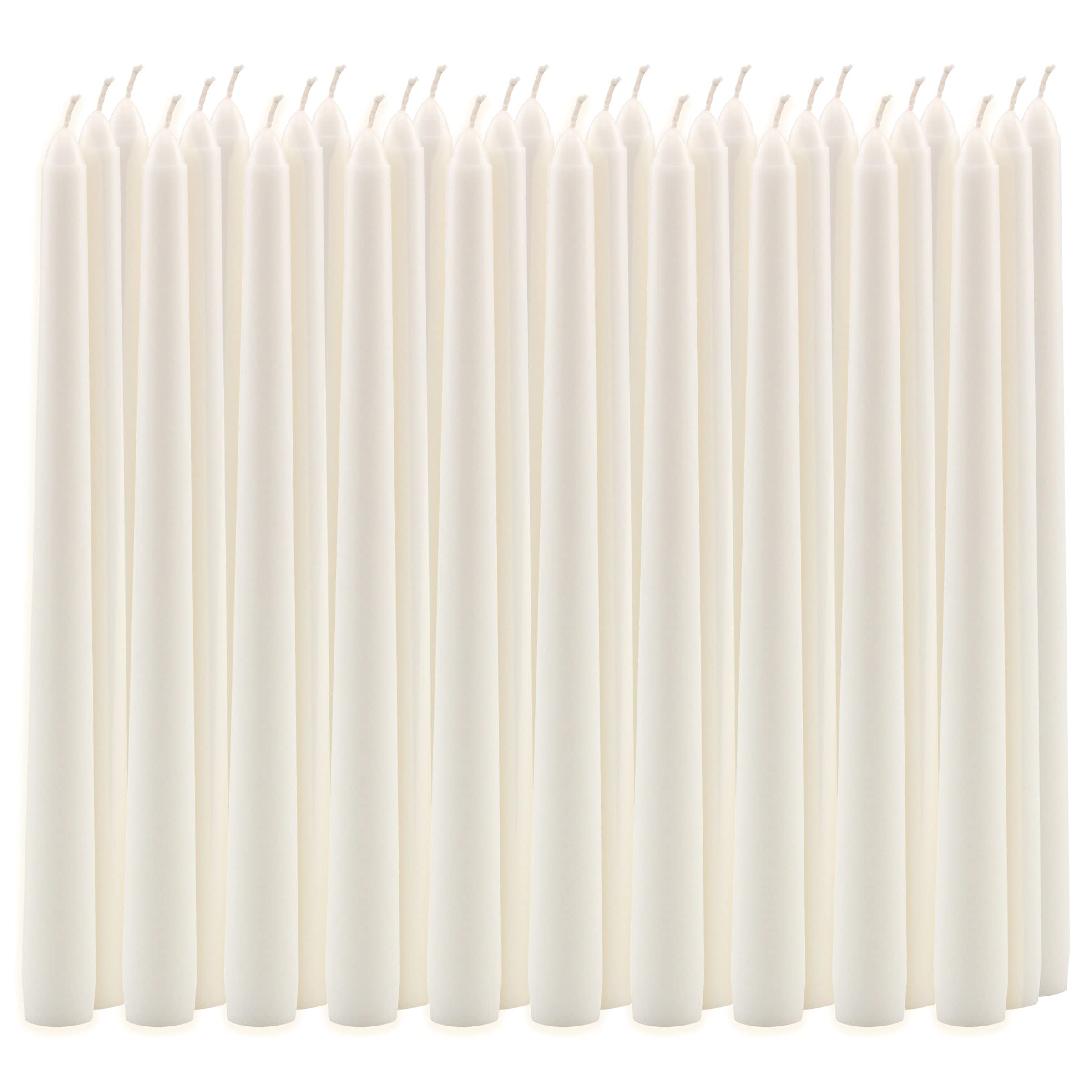 Stonebriar Tall 10 White Unscented Dripless 30 Count Taper Candles, 7 Hour Burn Time