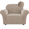 Turquoize Stretch Sofa Slipcover Chair Slipcover 1 Piece Chair Covers For Living Room Armchair Covers Slipcovers With Jacquard Fabric And Elastic Bottom Pet Furniture Protector (Armchair, Khaki)