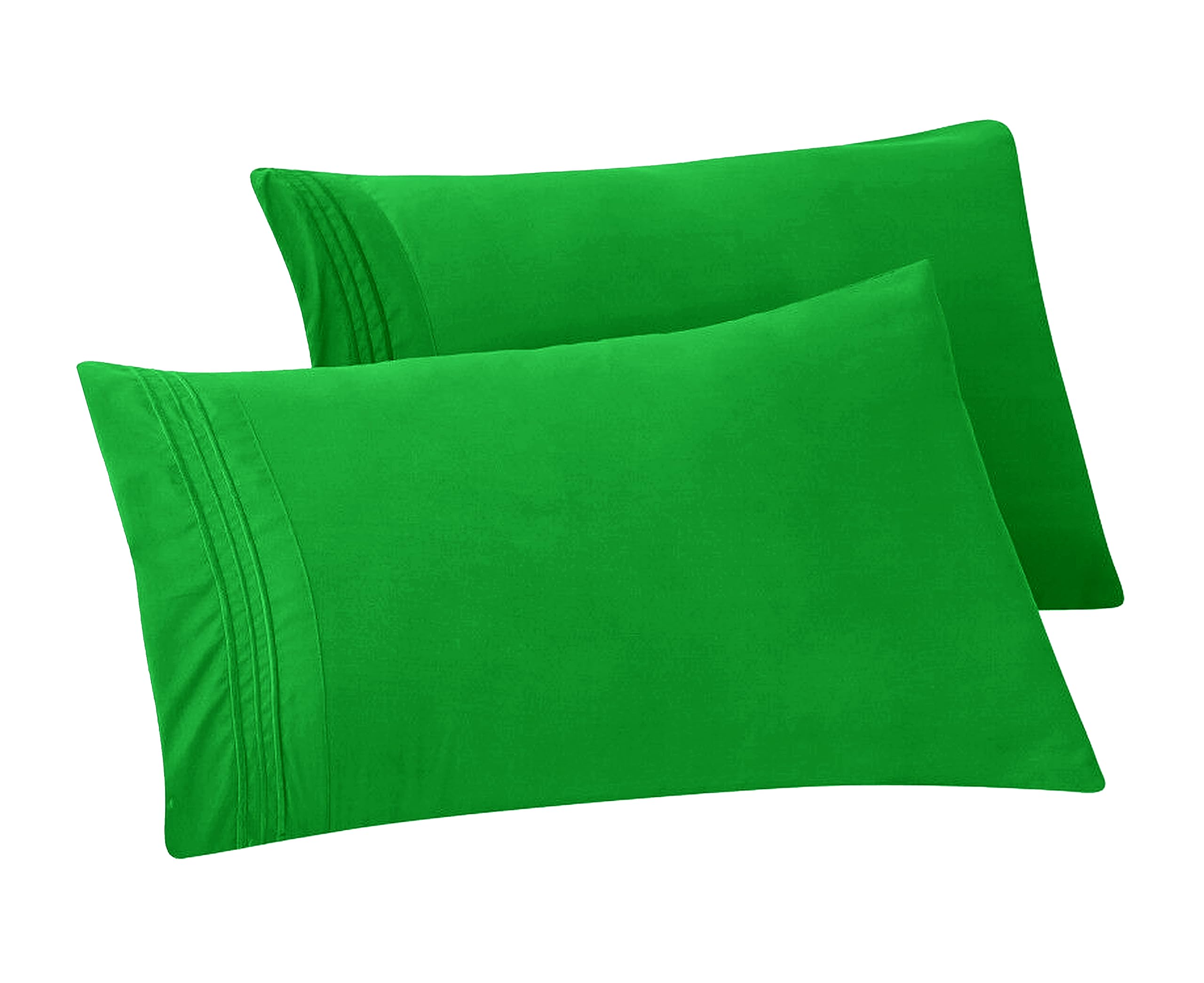 Elegant Comfort Solid Pillowcases 1500 Premium Hotel Quality Microfiber - Smooth Weave, Wrinkle And Fade Resistant, Easy Slip-On, 2-Piece Set, Standard/Queen Pillowcase, Emerald Green