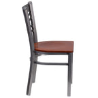 Flash Furniture Hercules Series Clear Coated ''X'' Back Metal Restaurant Chair - Cherry Wood Seat