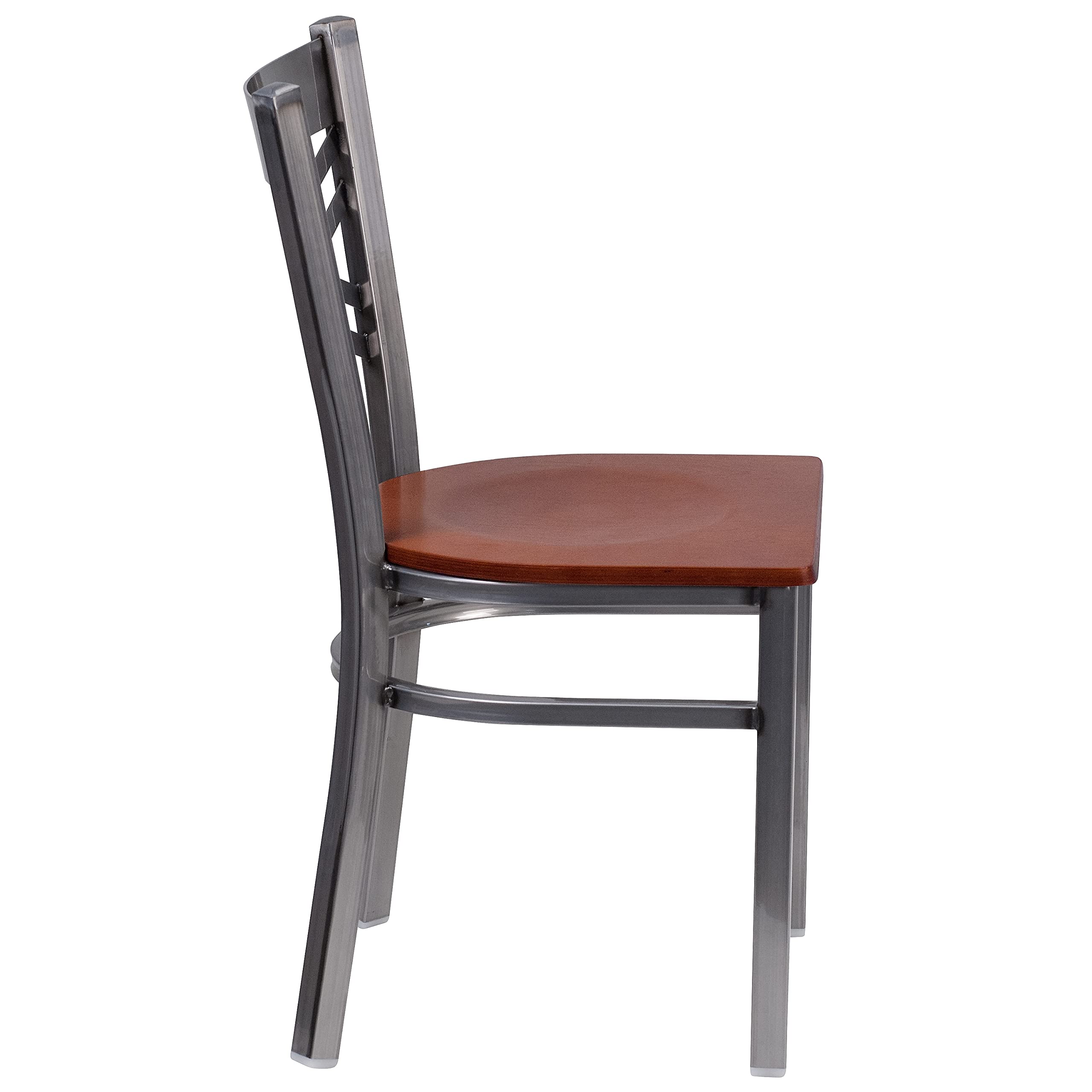 Flash Furniture Hercules Series Clear Coated ''X'' Back Metal Restaurant Chair - Cherry Wood Seat