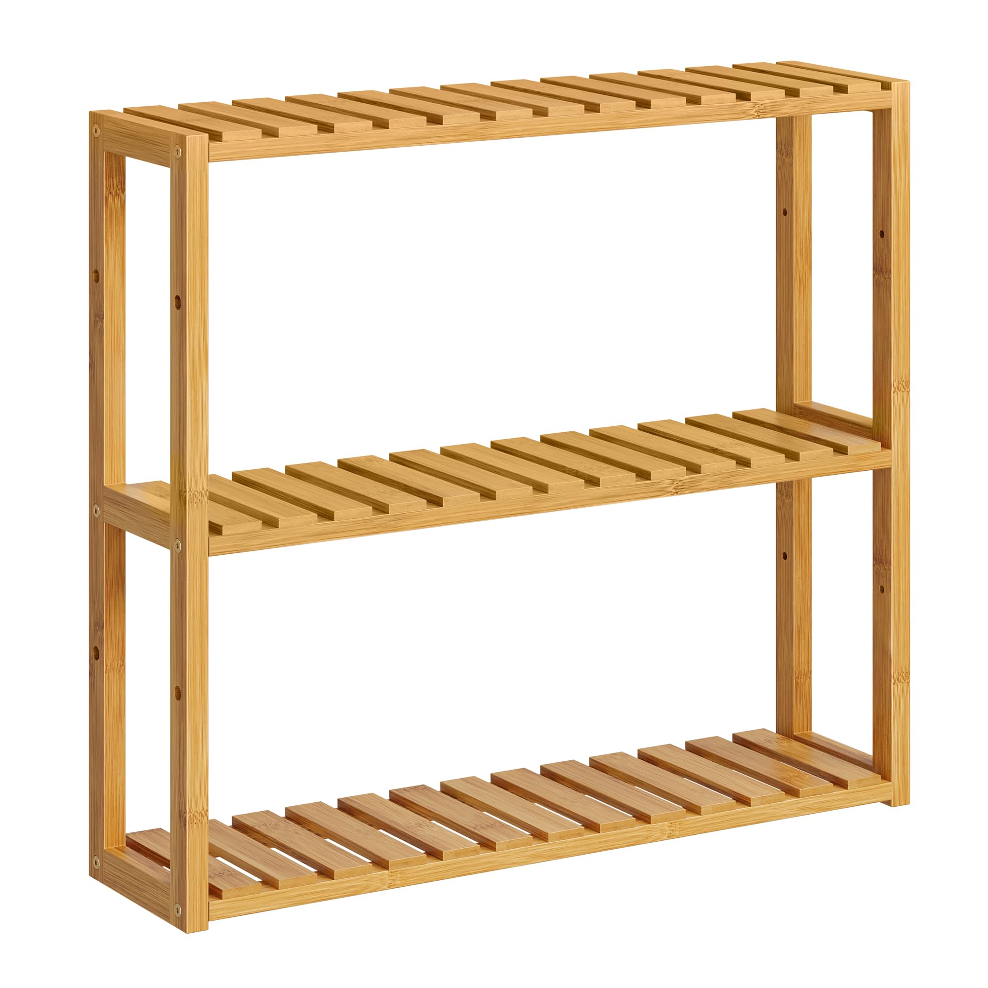 SONGMICS Bamboo Bathroom Shelf, 3-Tier Adjustable Plants Rack, Wall-Mounted or Stand, in the Living Room, Balcony, Kitchen, 5.9 