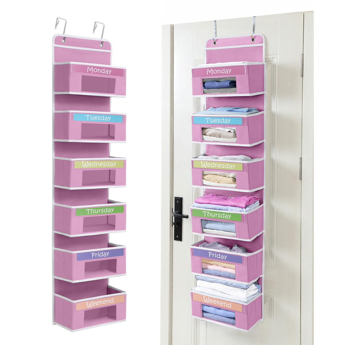 Weekly Clothes Organizer for Kids, Monday through Friday Clothing, 6 Shelf