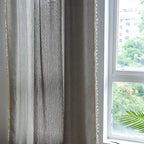 Sutuo Home Boho Curtains For Bedroom Dining Room, Semi Blackout Linen Farmhouse Shabby Chic Tassels Window Treatment Bohemian Embroidery Drape, Rod Pocket 1 Panel 52' W X 84' L, Gray Linen