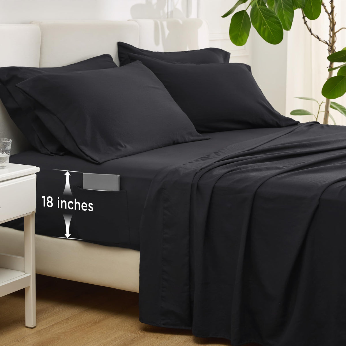 Bedsure Deep Pocket Full Size Sheets Set - 6 Piece, Prewashed Ultra-Soft Full Size Bed Sheets, Fits Mattresses Up To 18 Inches T
