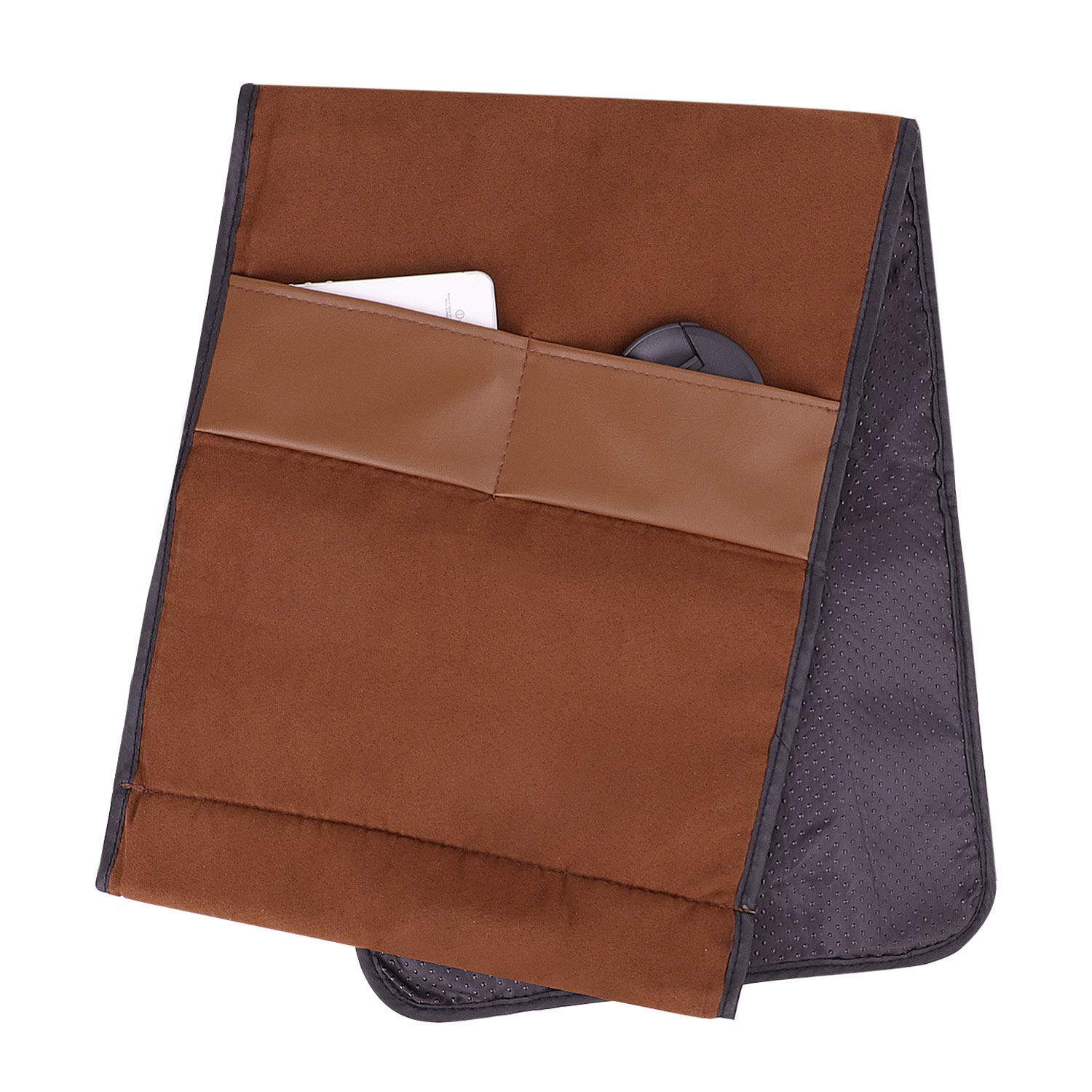Luxury Leather Sofa Armrest Organizer, Non-Slip Couch Sofa Chair Caddy With 5 Pockets For Phone, Book, Magazines, Tablet, Remote
