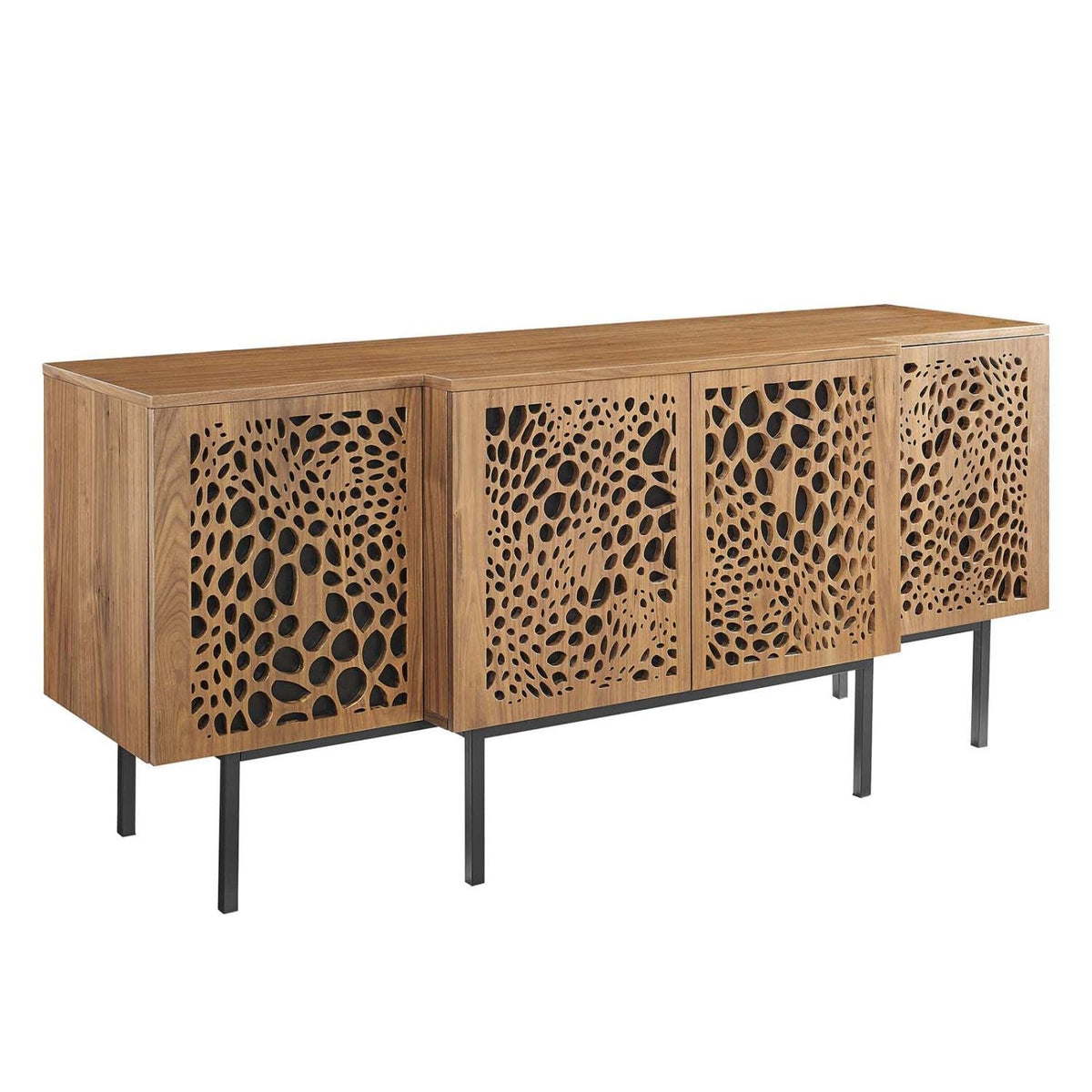 Modway Yosemite Wood Sideboard Credenza in Walnut