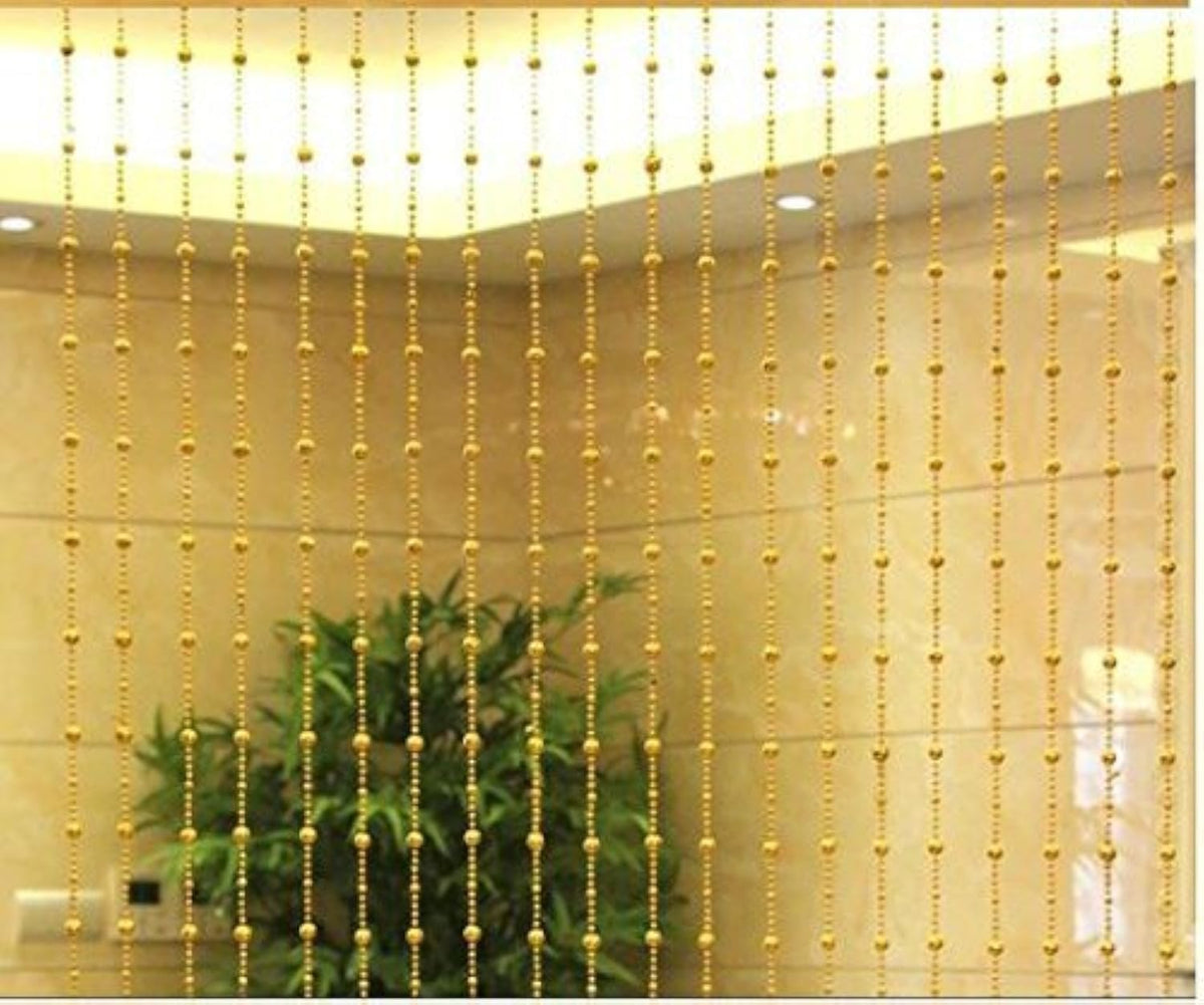 Pindia 7FT Strings Bead Curtain Golden Fancy Sparkling Door Window String Beads Thread Sheer Shear Rod Room HangingGolden7 x 4