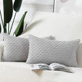 Madizz Pack Of 2 Boho Corduroy Striped Throw Pillow Covers 12X20 Inch Light Grey Soft Decorative Cushion Cover For Bedroom Sofa