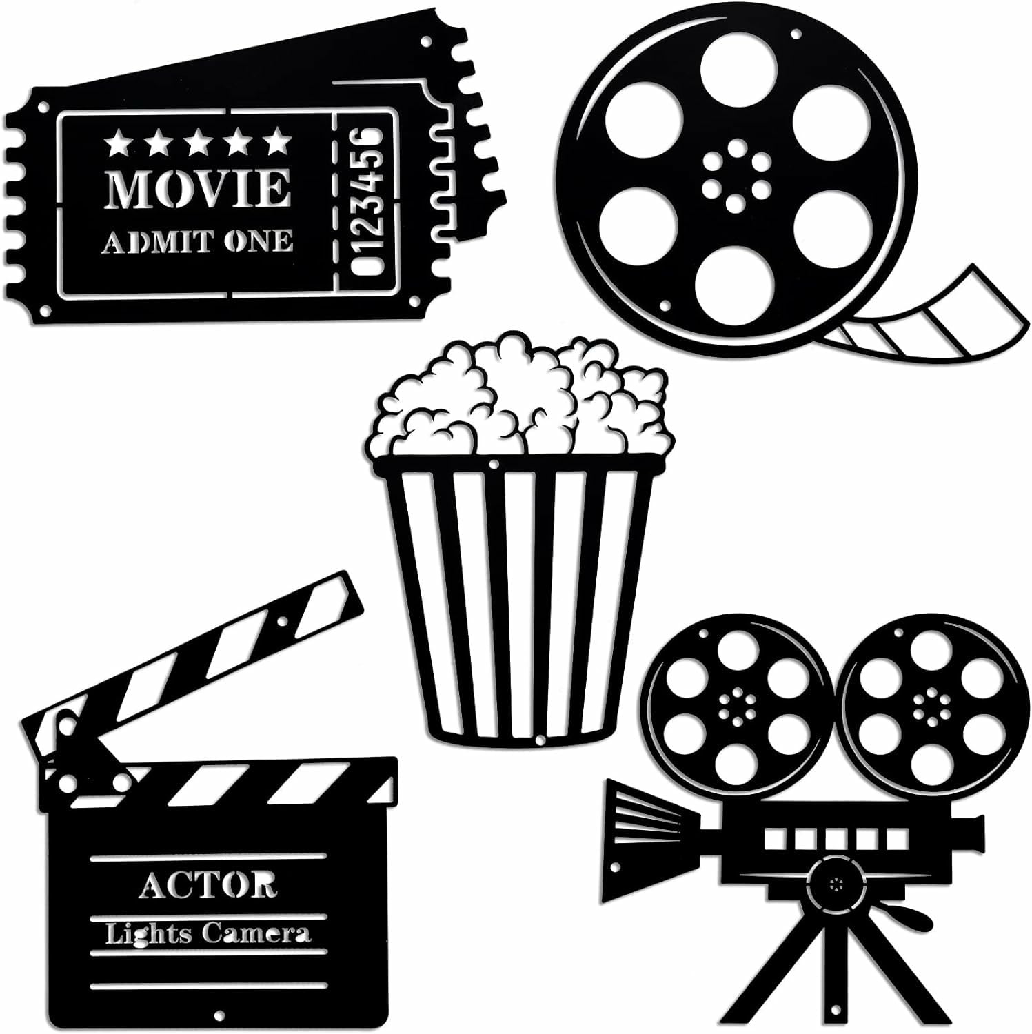 Gadgets Wrap Movie Theater Decor Cinema And Popcorn Wall Art Metal Reel Sign Action Sign Film Wall Decoration For Home