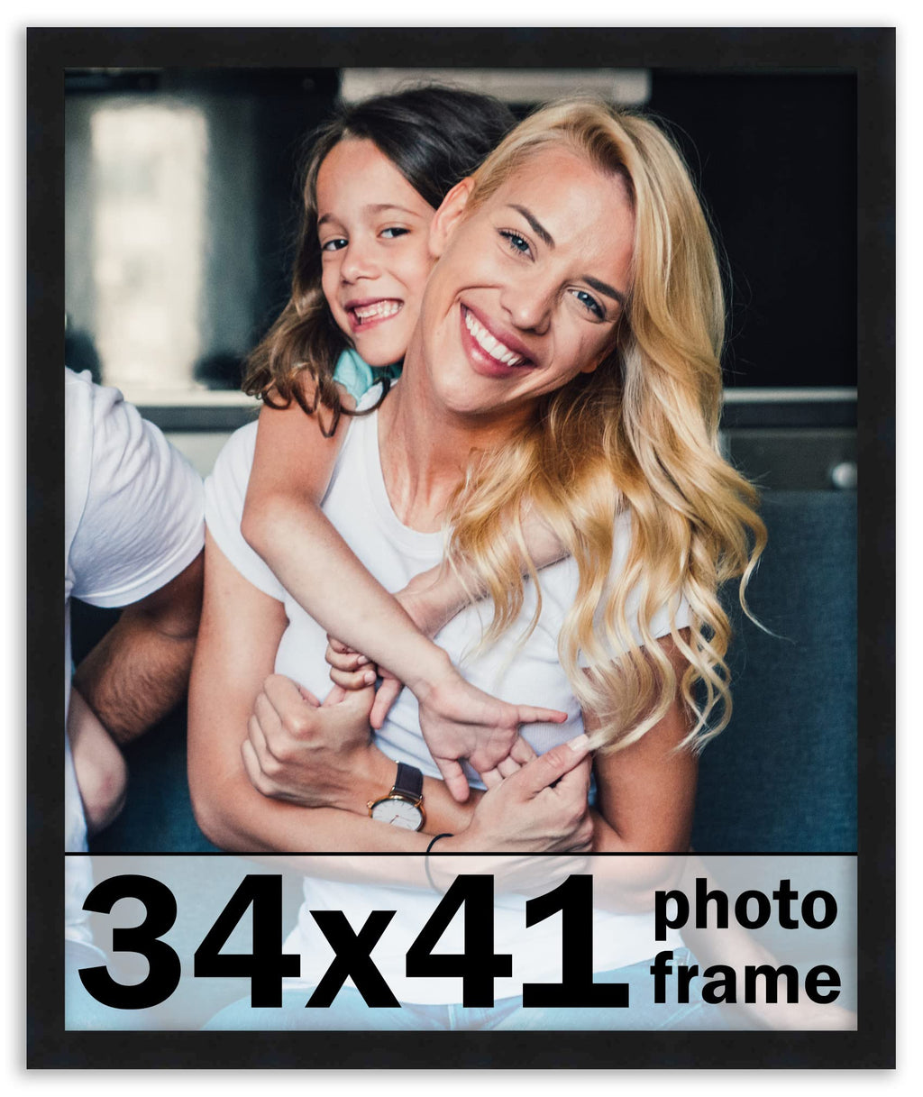 34x41 Frame Black Picture Frame - Complete Modern Photo Frame Includes UV Acrylic Shatter Guard Front, Acid Free Foam Backing Bo