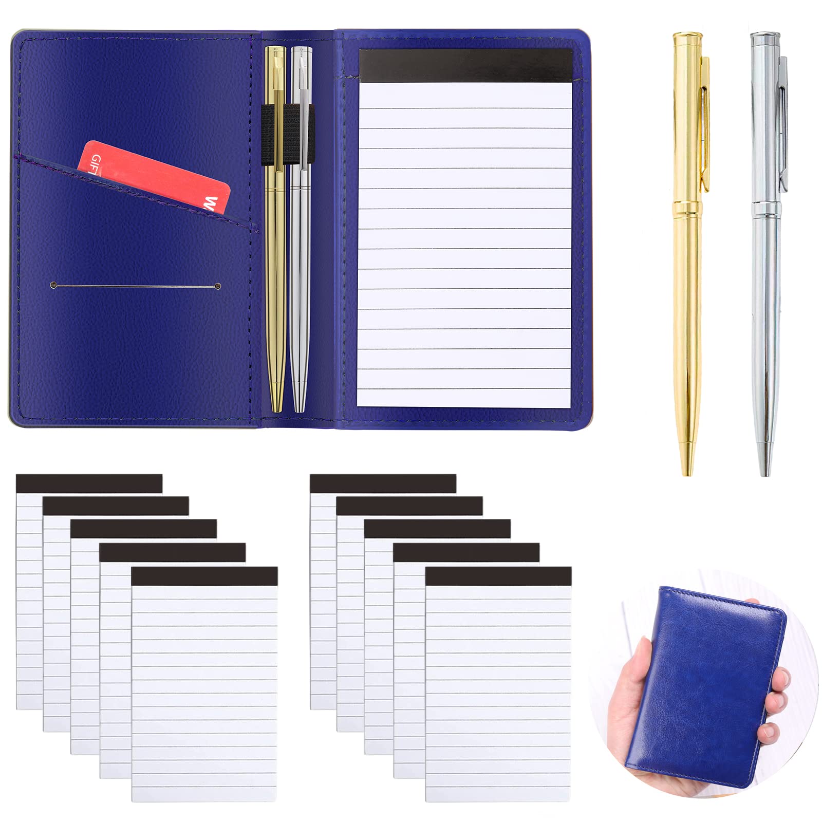 13 Pieces Mini Pocket Notepad Set,Included Leather Pocket Note Pad Holder,10 Pack 3  5 Inch Small Notebook Refills,Writing Pads