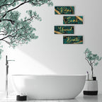 Onizhity 4 Pcs Large Green And Gold Bathroom Decor Green Gold Wall Decor Relax Soak Unwind Breathe Wood Rustic Marble Bathroom A