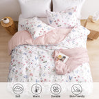Phf Ultra Soft Floral Duvet Cover King Size, Printed Bedding Set 3 Pieces, Comfy Durable Farmhouse Duvet Cover Set With 2 Pillow
