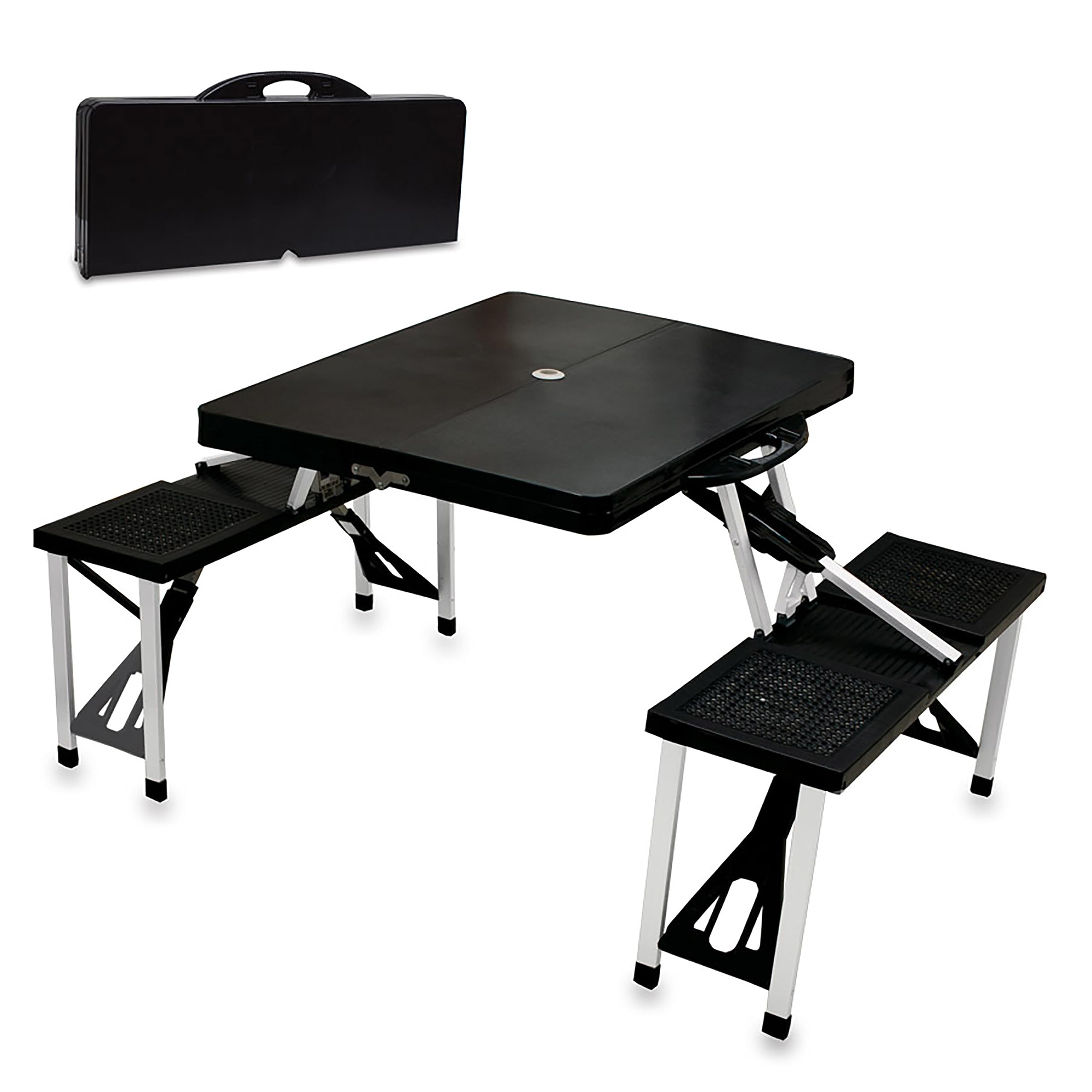 Oniva - A Picnic Time Brand - Folding Picnic Table - Camping Table - Outdoor Table With Umbrella Hole, (Black), 36.2' X 18' X