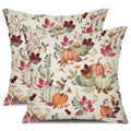 DFXSZ Fall Pillow Covers 18x18 inch Set of 2 Pumpkin Maple Leaf Flower Decorative Throw Pillow Covers Autumn Thanksgiving Farmho