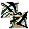Supwhd Black Gold And Green Pillow Covers, Abstract Black And Gold Pillow Covers 20X20 Set Of 2, Modern Boho Decorative Throw Pi
