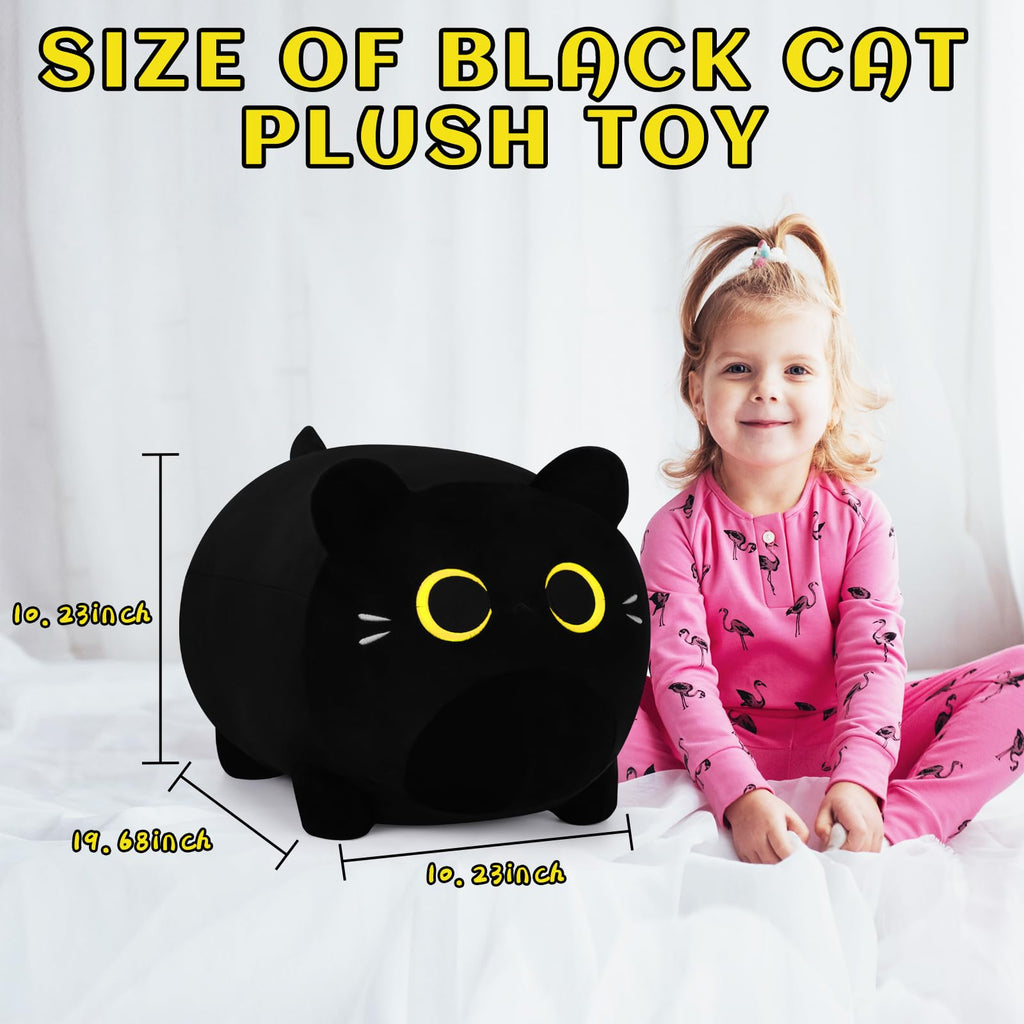 Black Cat Plush Pillows-20' Black Cat Plushies, Gold Eyes Black Cat Plush Pillow, Cat Anime Plush Cute Plush Cat Plushie Stuffe