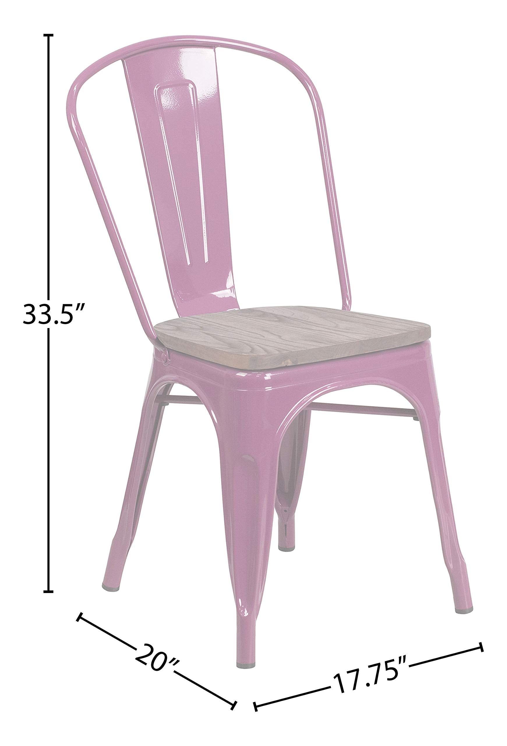Flash Furniture Tenley Purple Metal Stackable Chair with Wood Seat