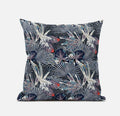 HomeRoots Dark Blue 16â€ Purple Indigo Tropical Zippered Suede Throw Pillow