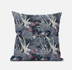 HomeRoots Dark Blue 16â€ Purple Indigo Tropical Zippered Suede Throw Pillow