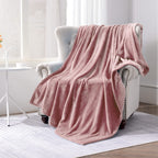 Sochow Flannel Fleece Blanket Throw Size, All Season Lightweight Super Soft Cozy Blanket For Bed Or Couch, Dusty Pink, 50X60 Inc