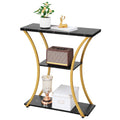 Hoctieon 3 Tier Console Table with Open Wood Shelves, Decorative Entryway Table with Curved Metal Frames, Narrow Sofa Table for 