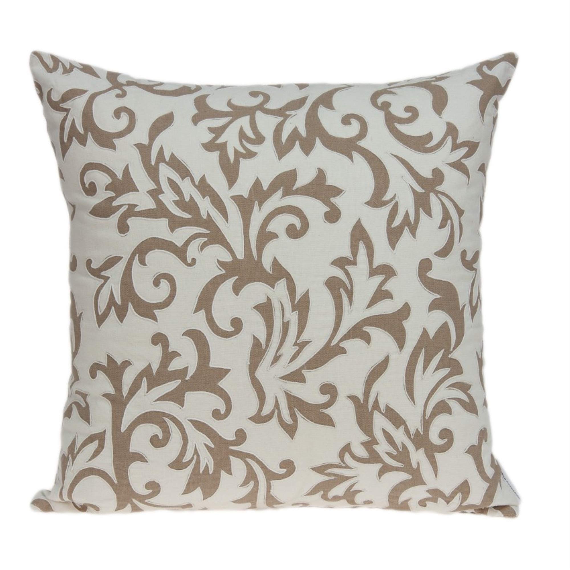 HomeRoots 100% Cotton Parkland Collection Cairo Transitional Beige Pillow Cover with Down Insert