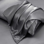 Aormenzy Satin Body Pillow Cover Set Of 2, 20X54 Inches Dark Grey Body Pillow Case For Adults, Silky Soft & Cooling Body Pillow