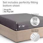 Cal King Size Fitted Bed Sheet - Hotel Luxury Single Fitted Sheet Only - Fits Mattress Up To 16' - Soft, Wrinkle Free, Breathable Sheet For Women, Men, Kids & Teens - Dark Grey Single Fitted Sheet