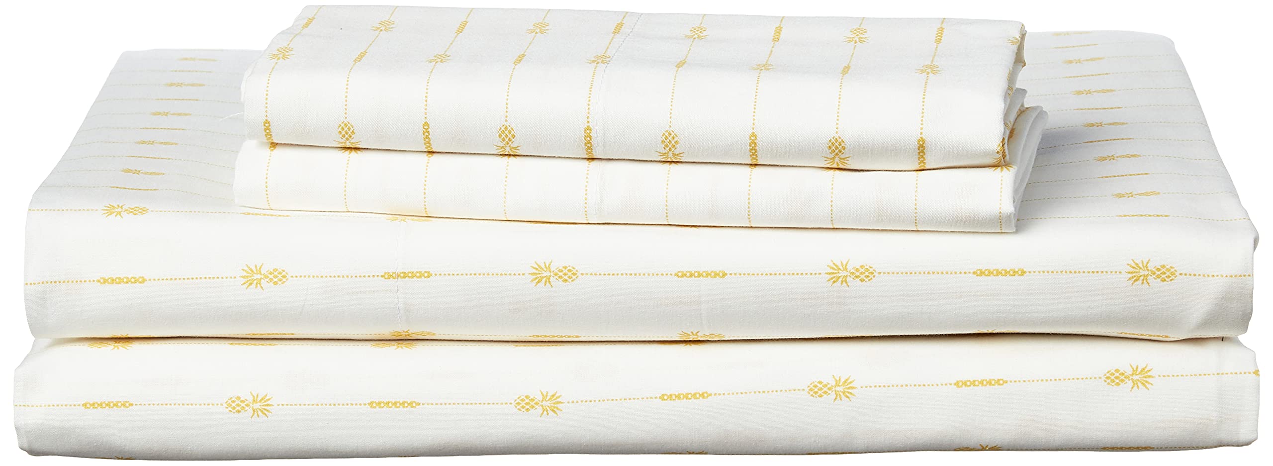 Tommy Bahama - King Sheets, Cotton Percale Bedding Set, Crisp & Cool, Stylish Home Decor (Pineapple Pinstripe Yellow, King)