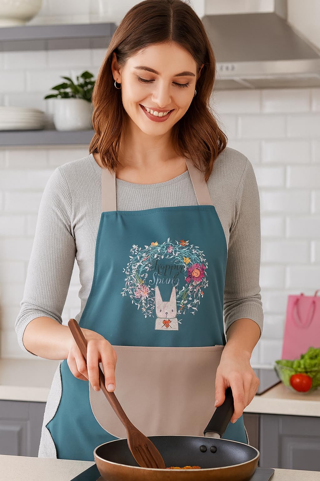 Zapsol Waterproof Kitchen Apron For Women With Big Front Pocket & HandWiping Towel | WearResistant Chef Apron For Cooking, Bak