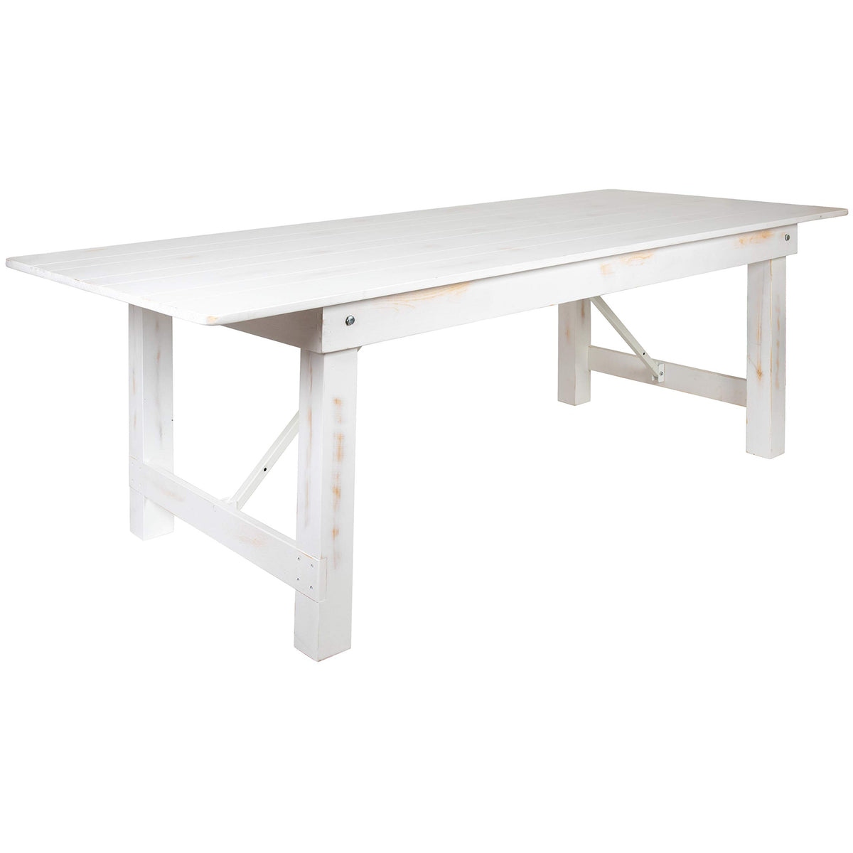 Flash Furniture Hercules Series 8' X 40&quot; Rectangular Antique Rustic White Solid Pine Folding Farm Table