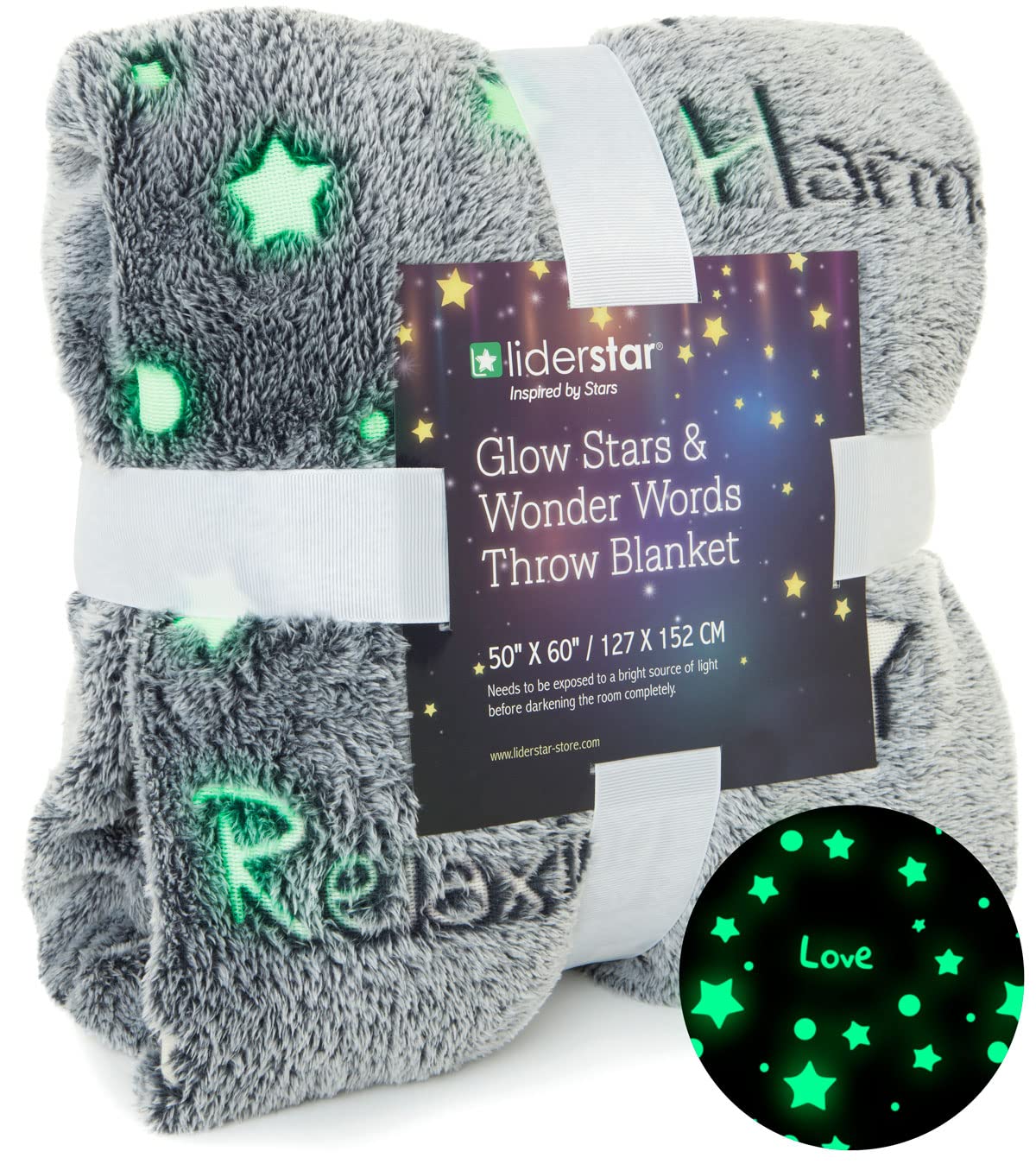 Glow In The Dark Throw Blanket,Super Soft Cozy Furry Plush Fleece Blanket Decorated With Stars And Words Of Healing, Birthday Gi